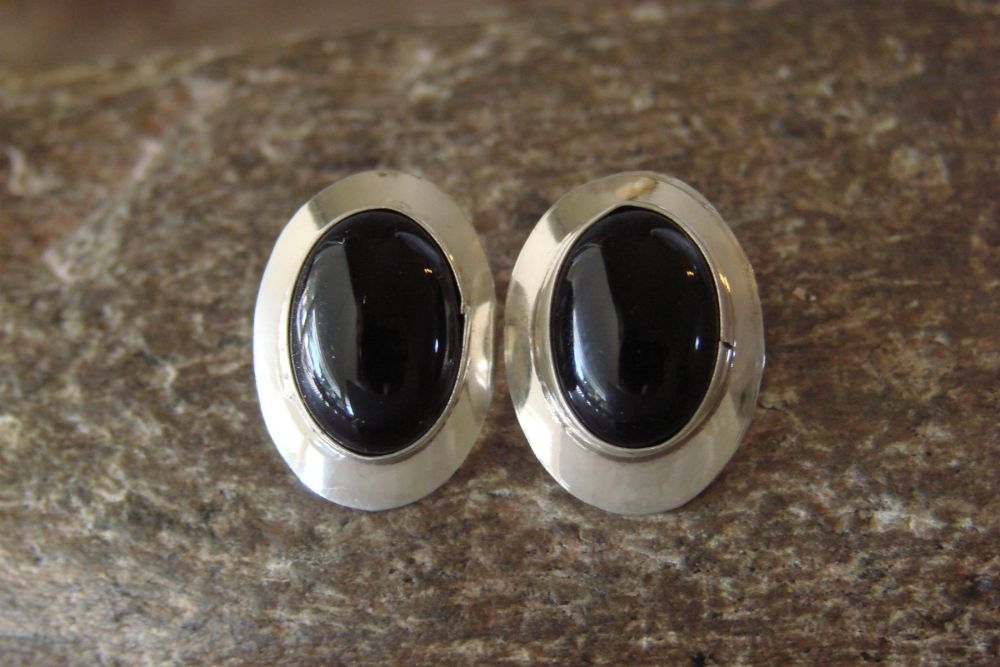 Details about   Native American Sterling Silver Onyx Dangle Earrings by Russel Wilson Navajo 