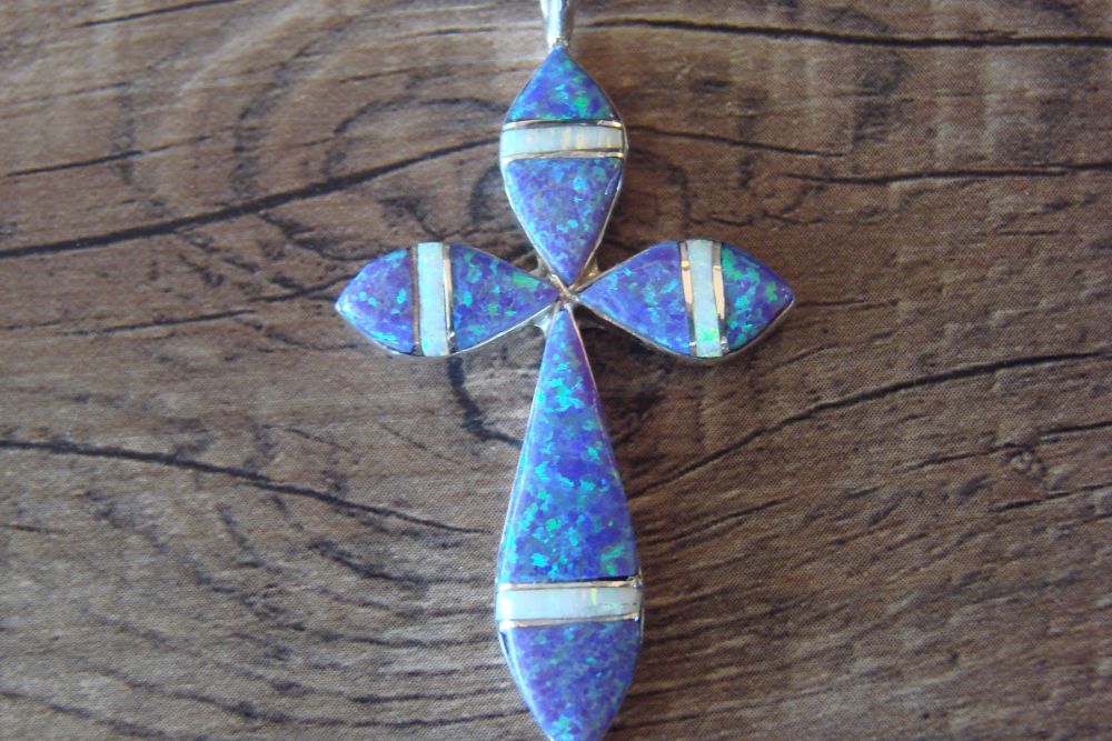 Zuni Indian Jewelry Sterling Silver Turquoise Cross Pendant Jonathan Shack 